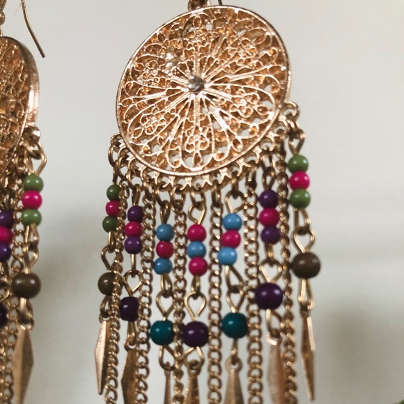 Wind chime earrings 💜💚🧡 - Picture 3 of 3